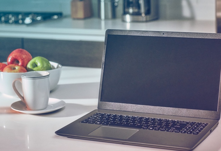 A laptop computer.