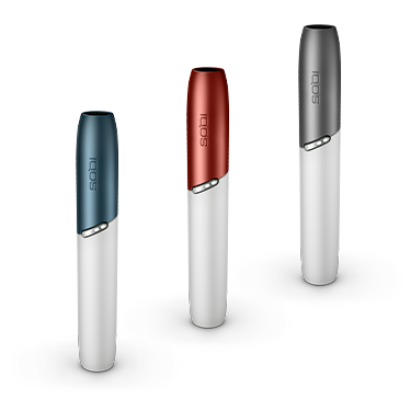 Line up of 3 IQOS 3 DUO with customised caps